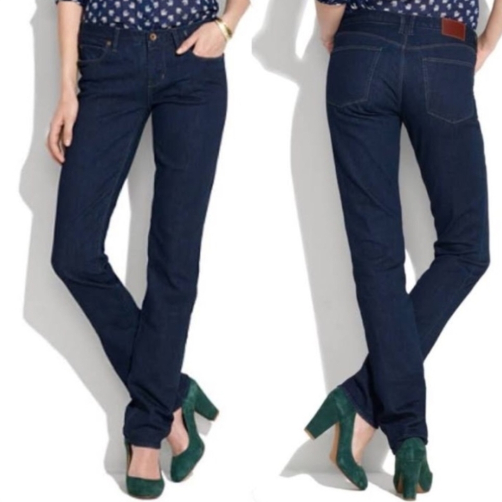 Madewell Women's Dark Wash Rail Straight Jeans Size 28x32